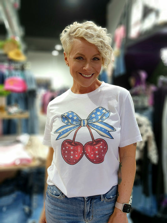 USA Cherry Bow Flag Tee