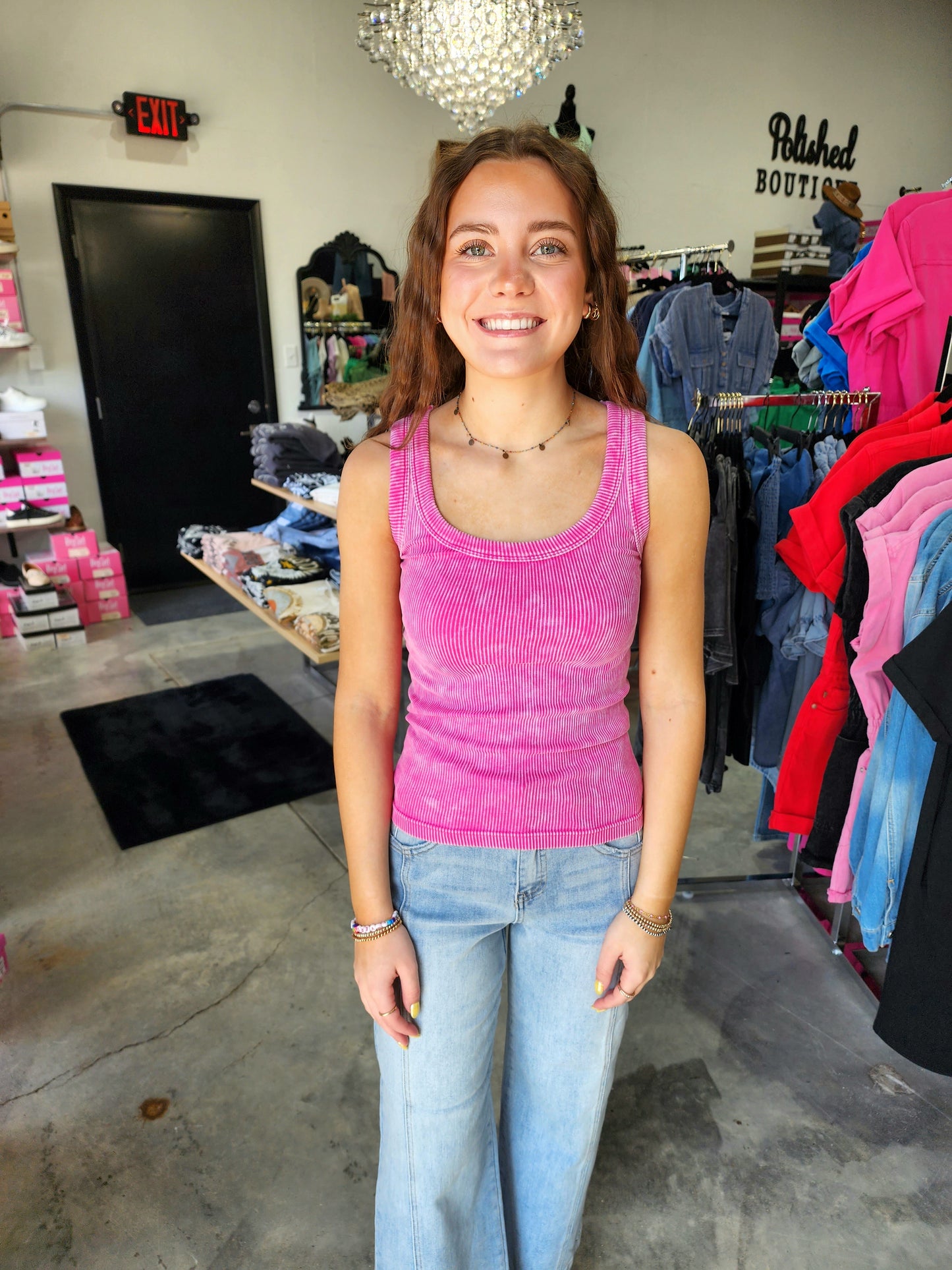 Zenana Washed Ribbed Cropped Tank Top