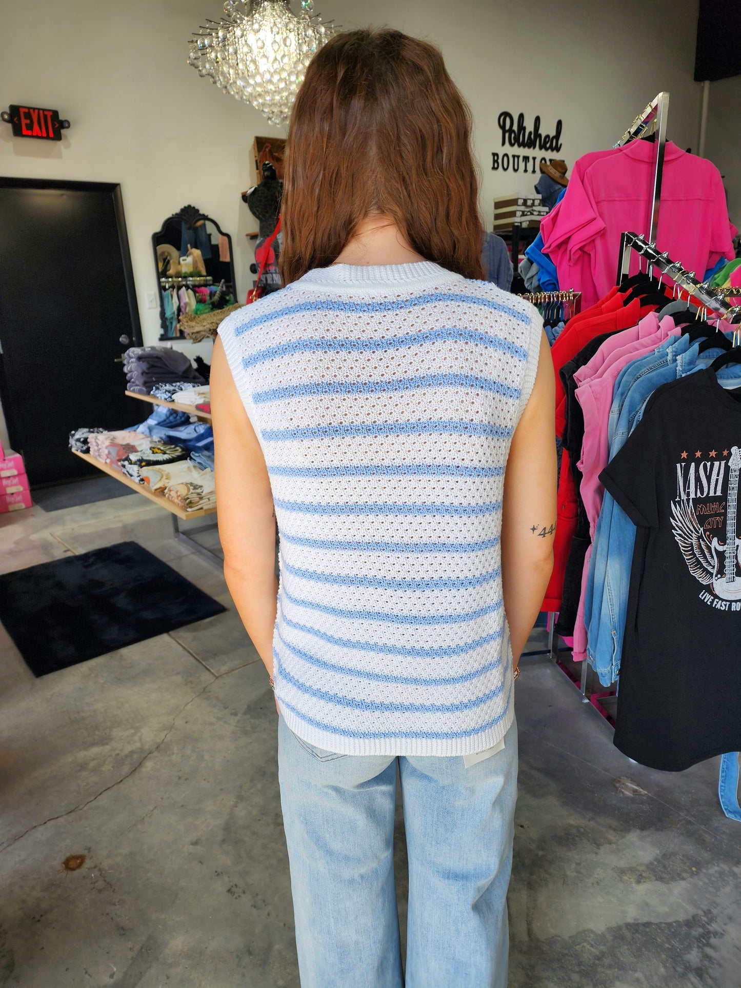 The Sky Blue Stripe Sweater Vest