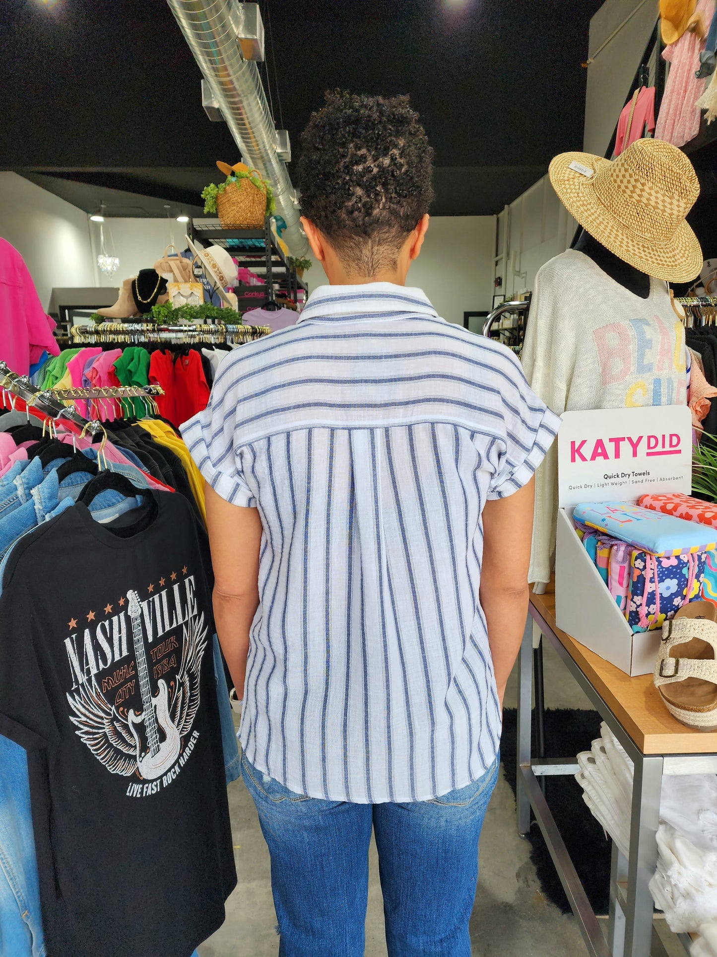 The Pinstripe Button Down Top