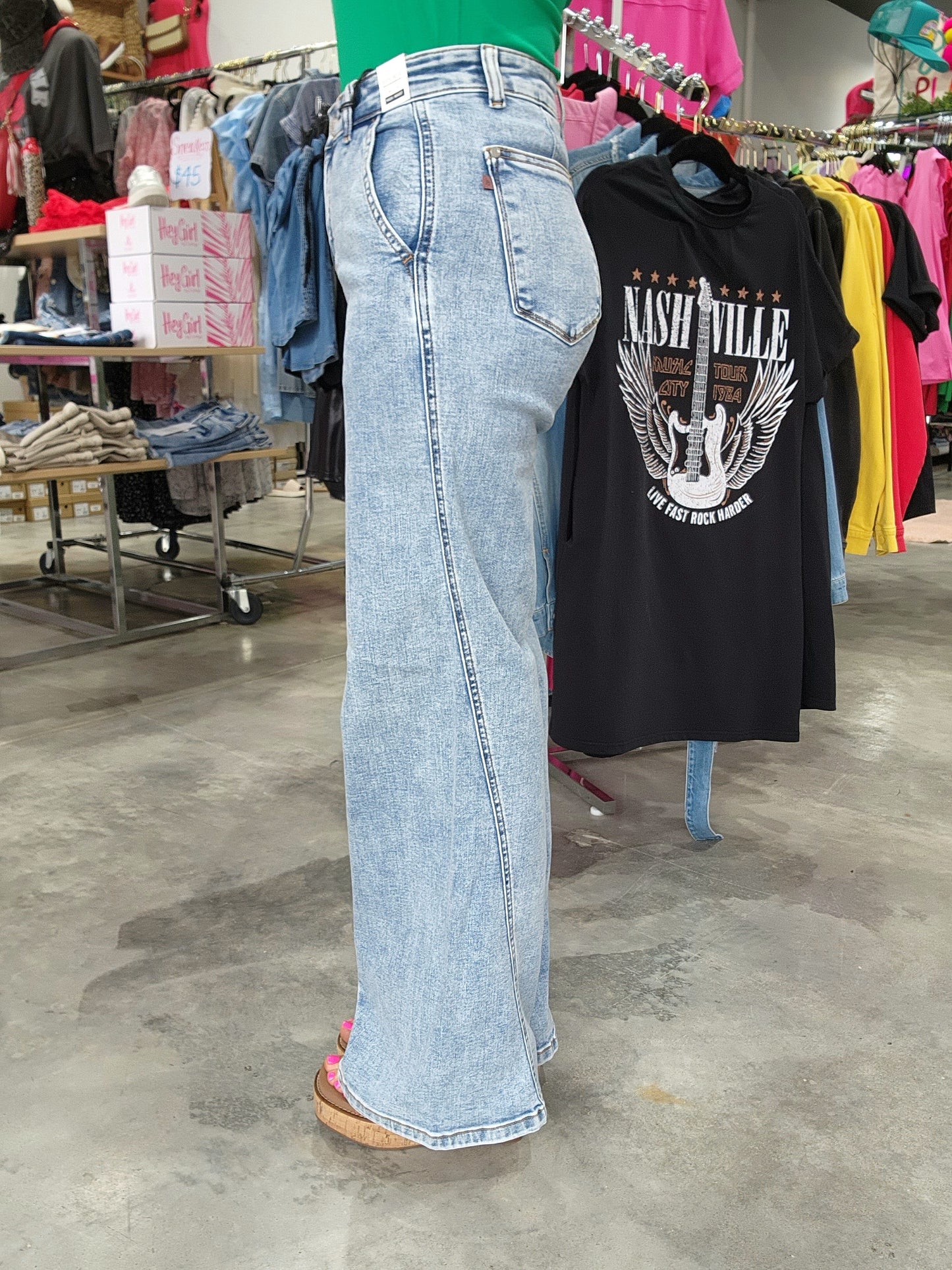 Judy Blue HW Stone Wash Retro Wide Skewed Denim Jeans