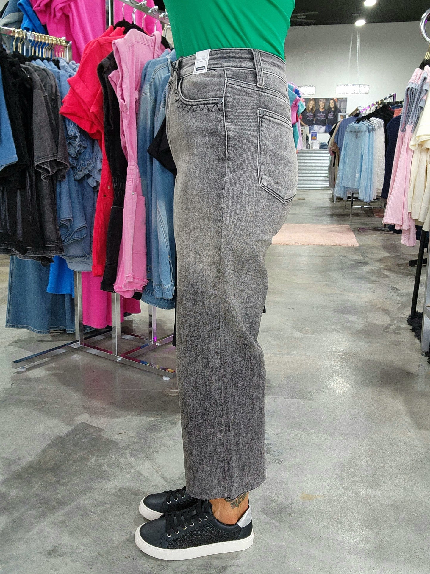 Judy Blue HW Vintage Grey Cropped Wide Leg Denim Jeans