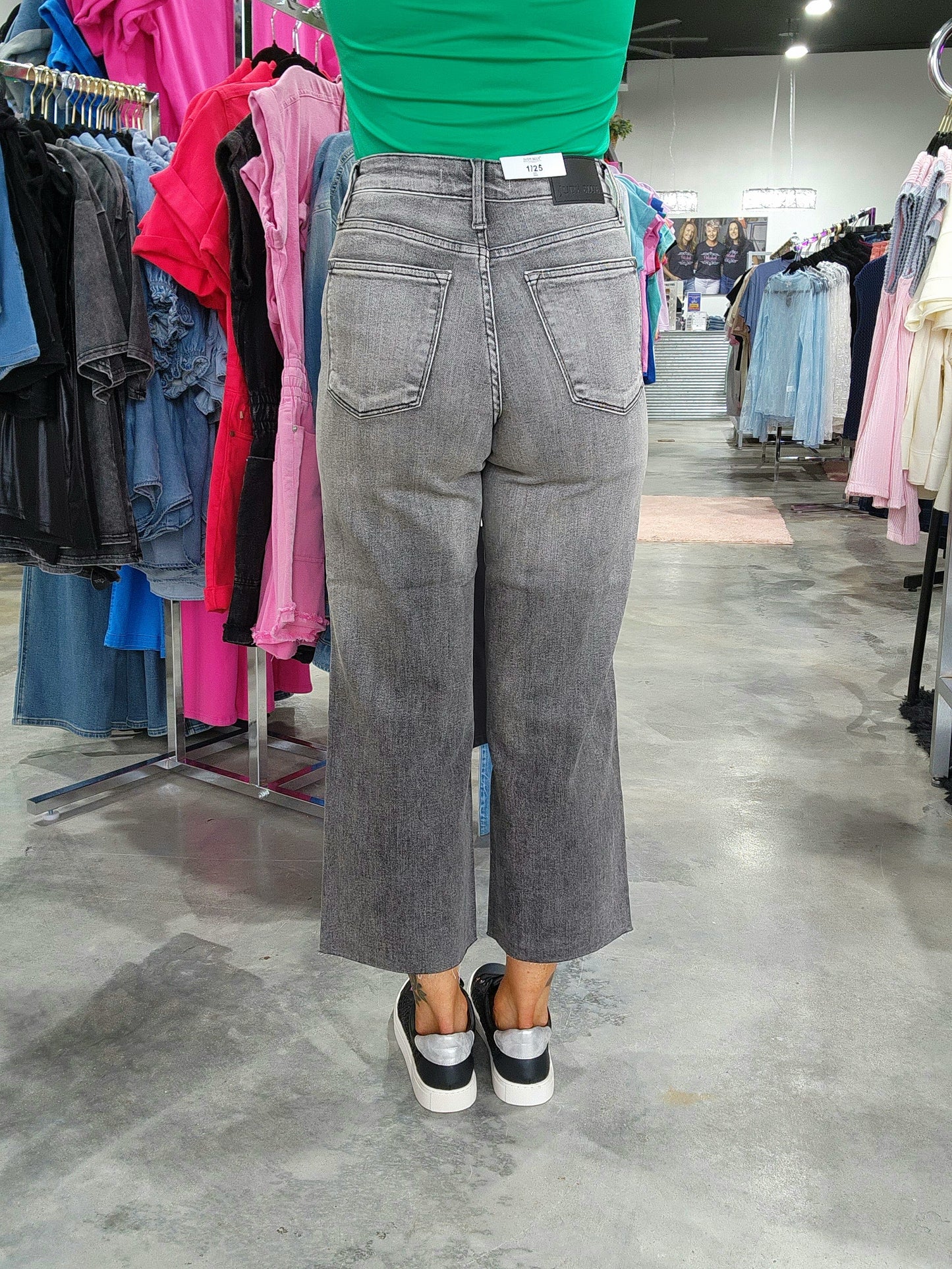 Judy Blue HW Vintage Grey Cropped Wide Leg Denim Jeans