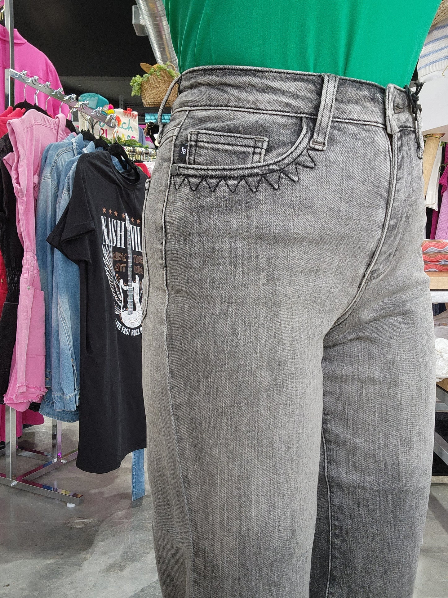 Judy Blue HW Vintage Grey Cropped Wide Leg Denim Jeans