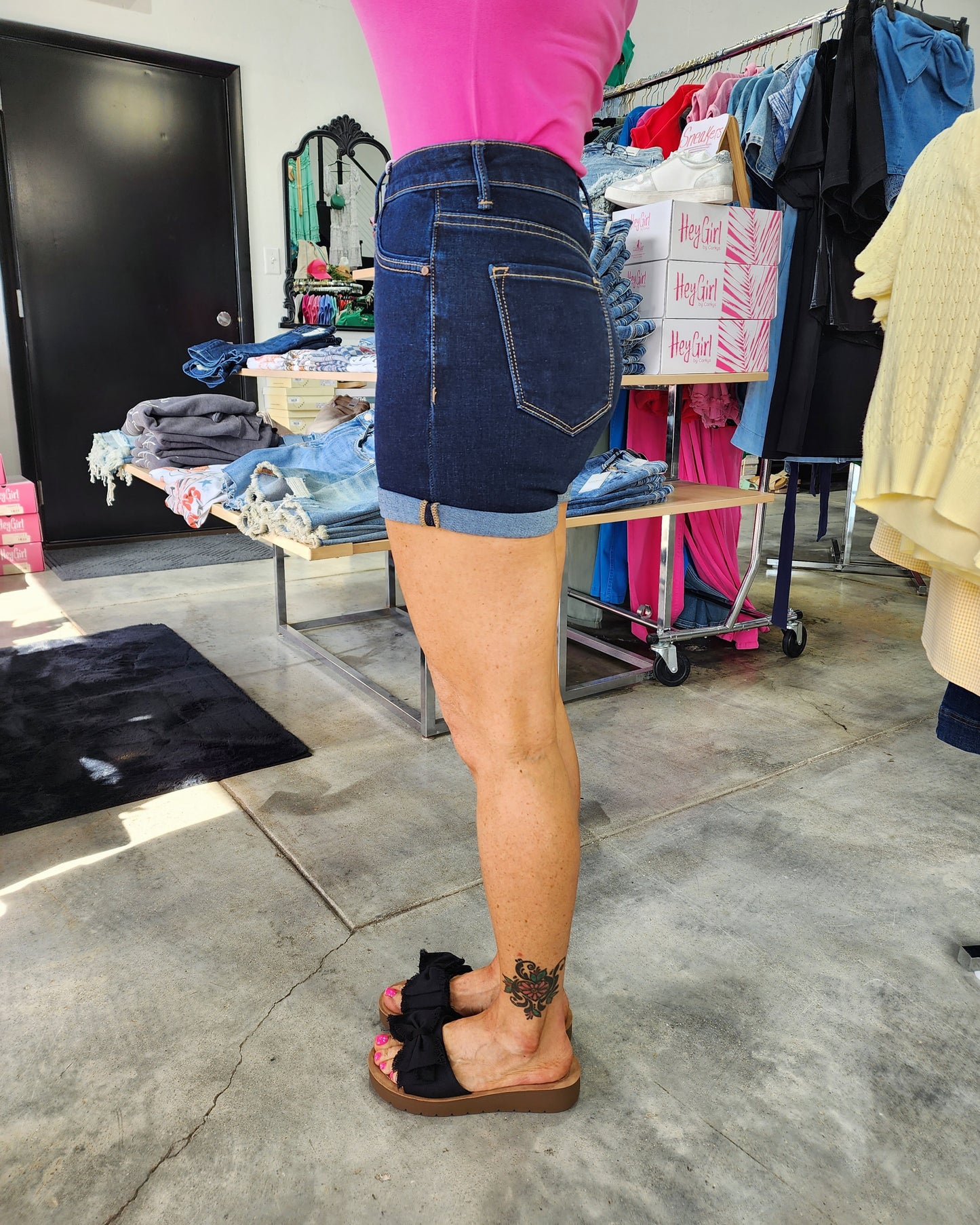 Risen High Rise Double Roll Shorts