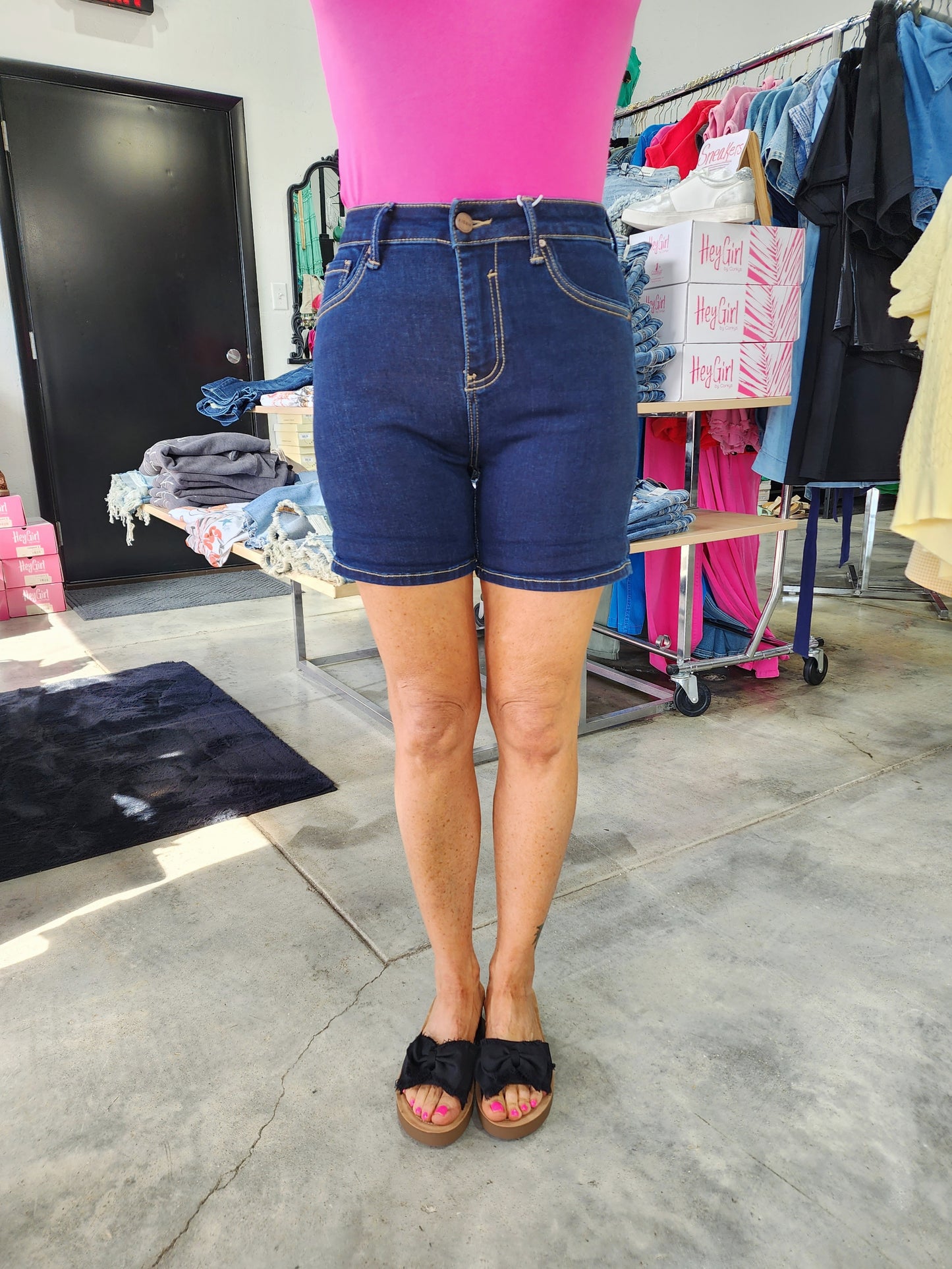 Risen High Rise Double Roll Shorts