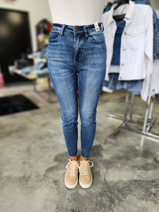 Judy Blue High Rise Raw Hem Relaxed Jeans