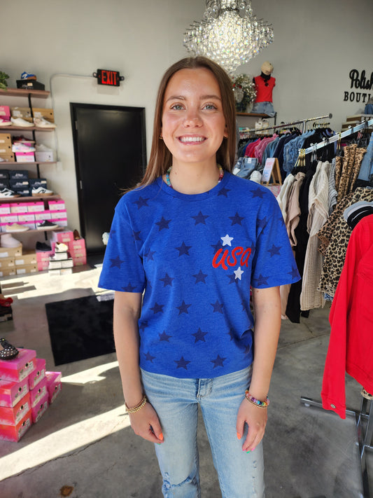 U.S.A. Blue Graphic Tee