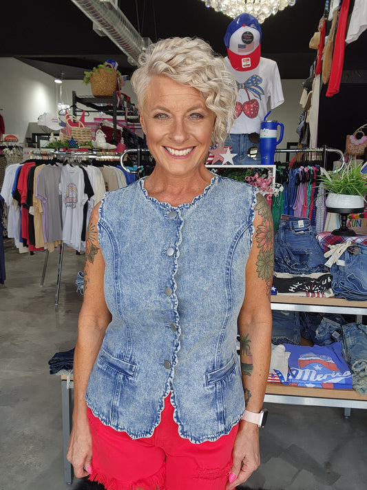 The Sweet Jean Button Up Vest