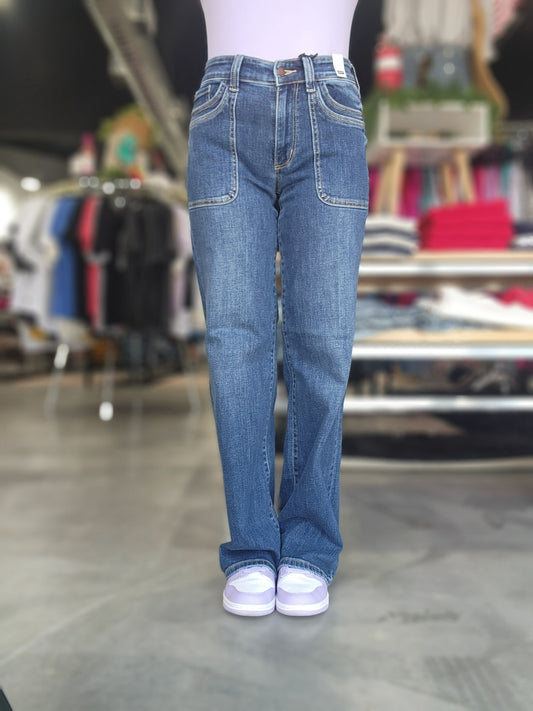 Judy Blue MR 90's Straight Front Patch Double Pocket