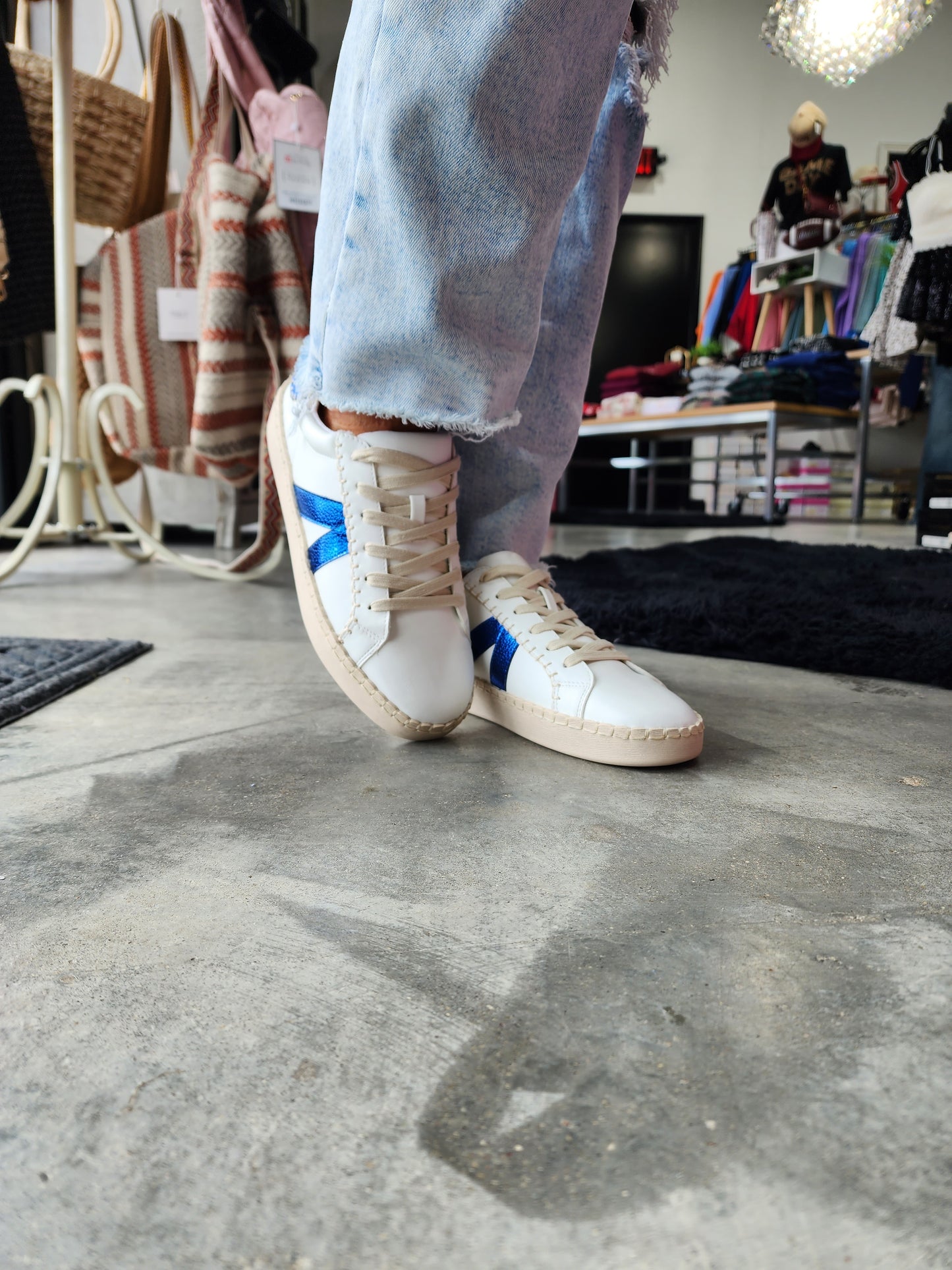 Corky's White/Blue Friend Zone Sneakers