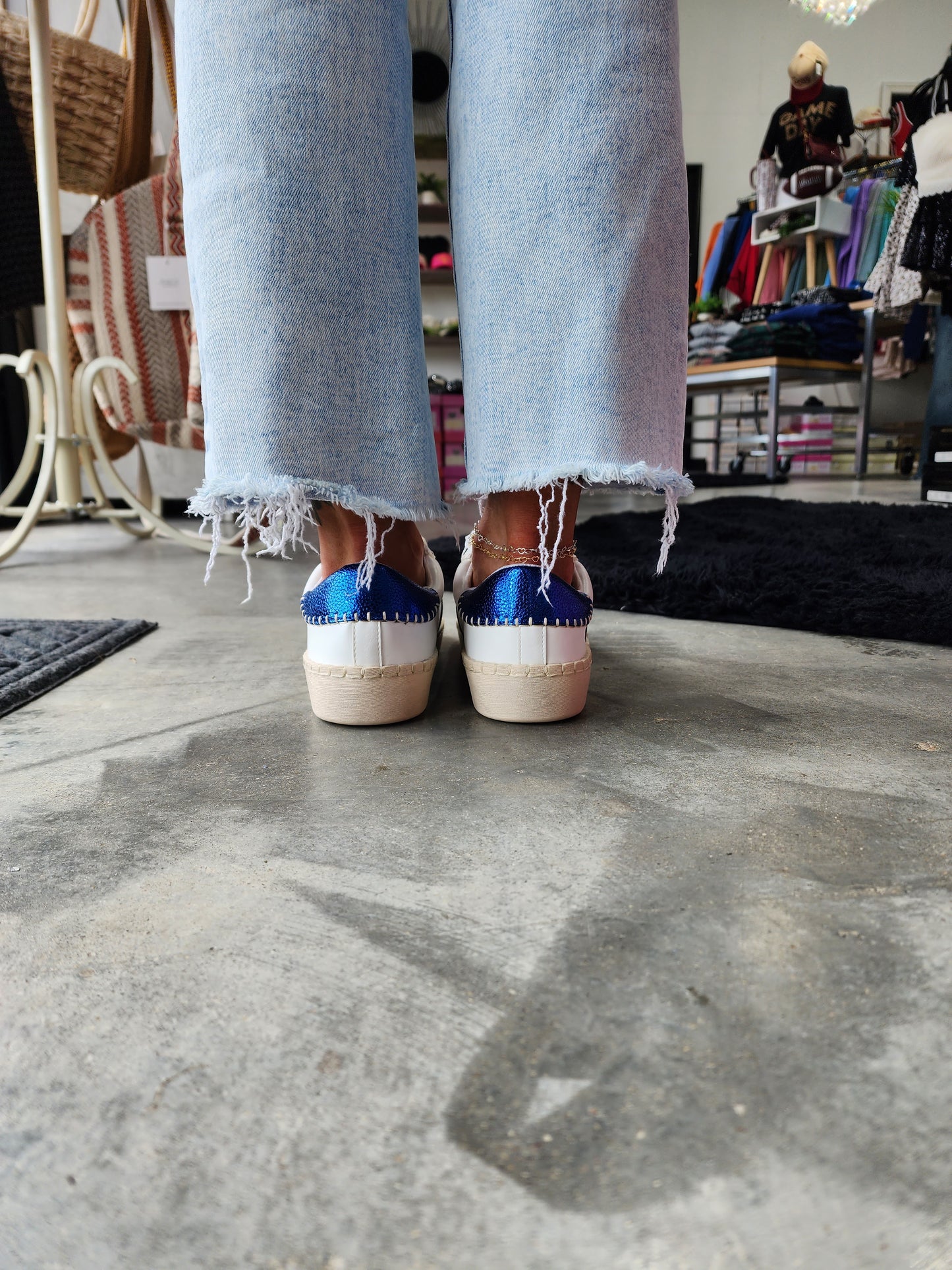 Corky's White/Blue Friend Zone Sneakers