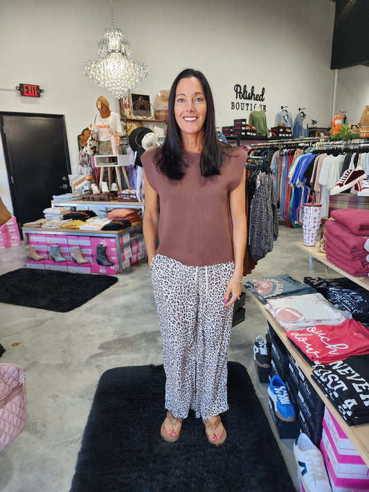 Leopard Drawstring Pants