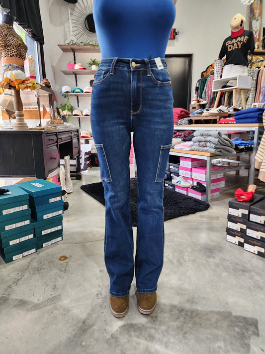 Judy Blue High Waist Cargo Bootcut Denim Jeans