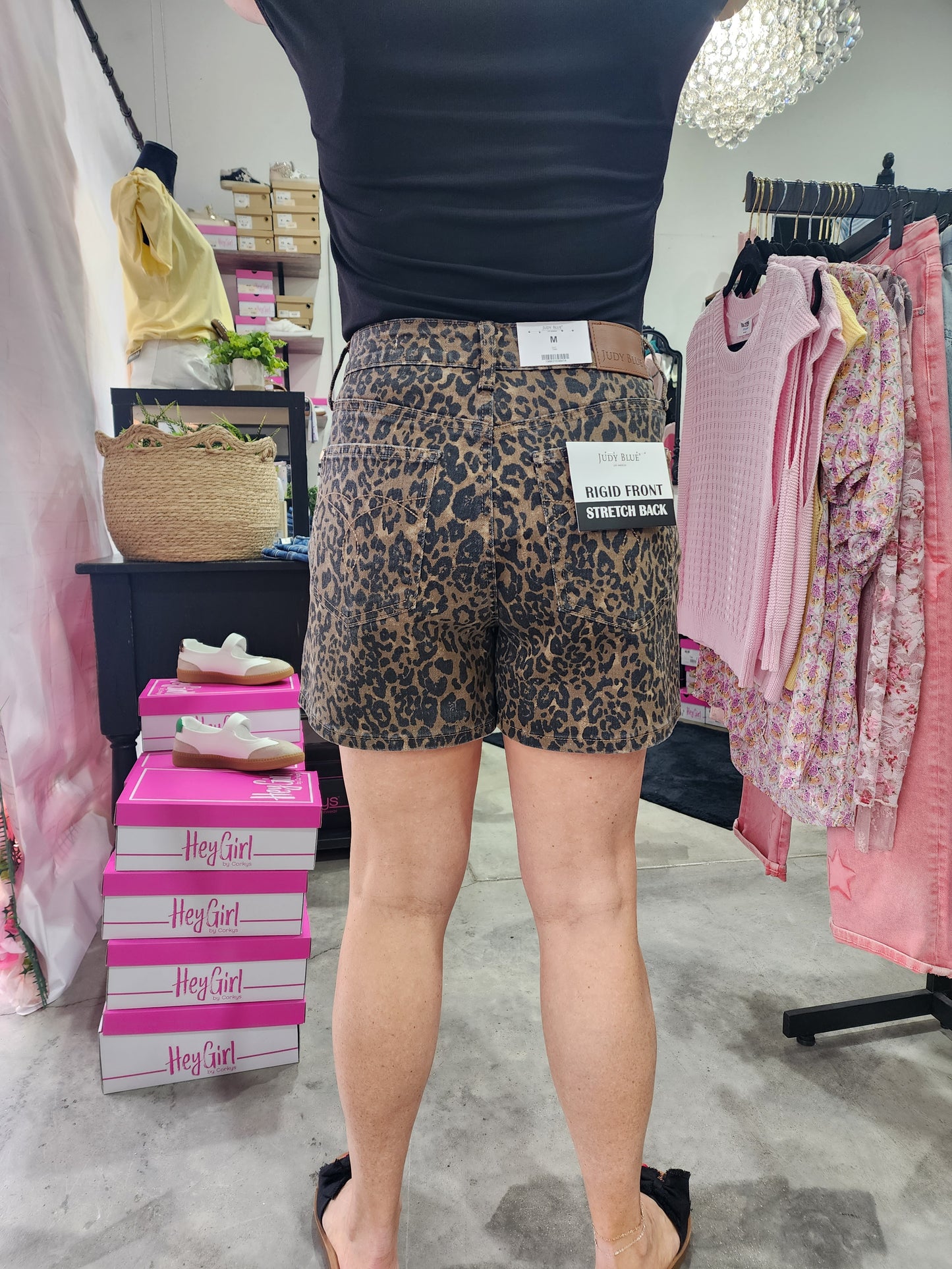 Judy Blue HW Leopard Print Denim Shorts