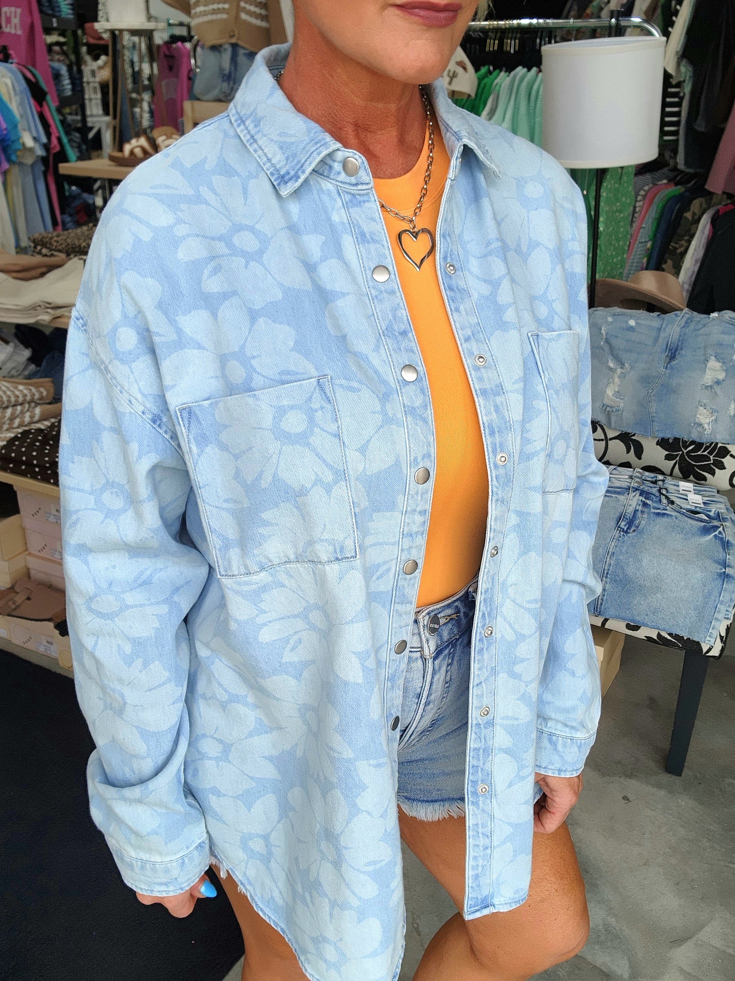 Risen Floral Print Long Sleeve Shirt