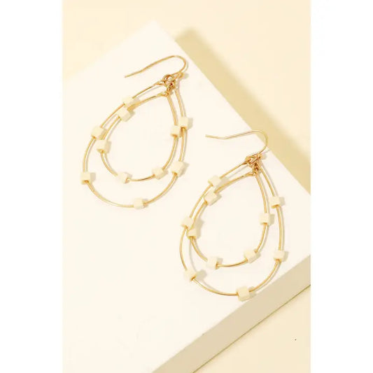 Square Beaded Dangle Earrings