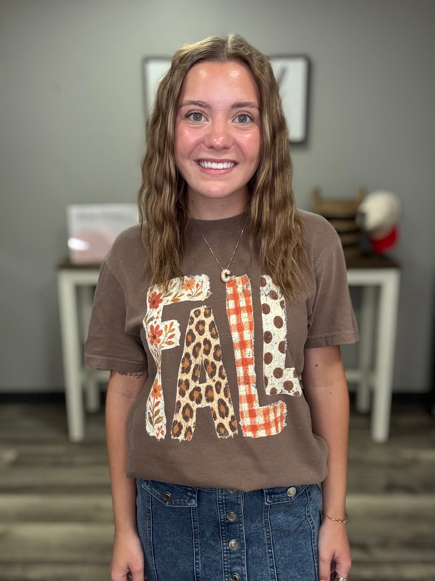 FALL mix Pattern Graphic Tee