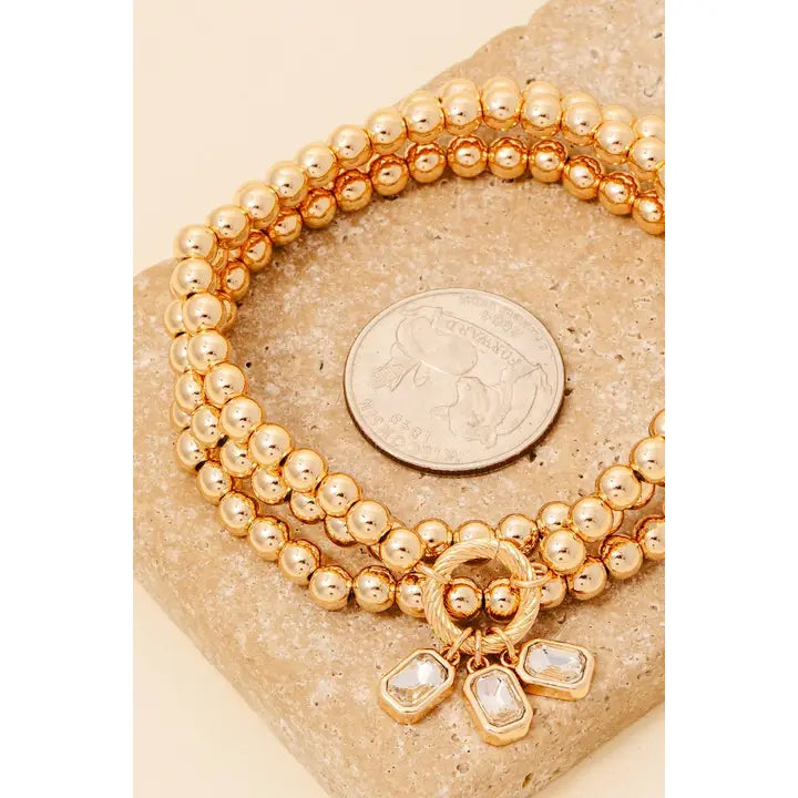 Rhinestone Charms Beaded Bracelet