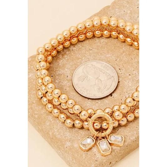 Rhinestone Charms Beaded Bracelet