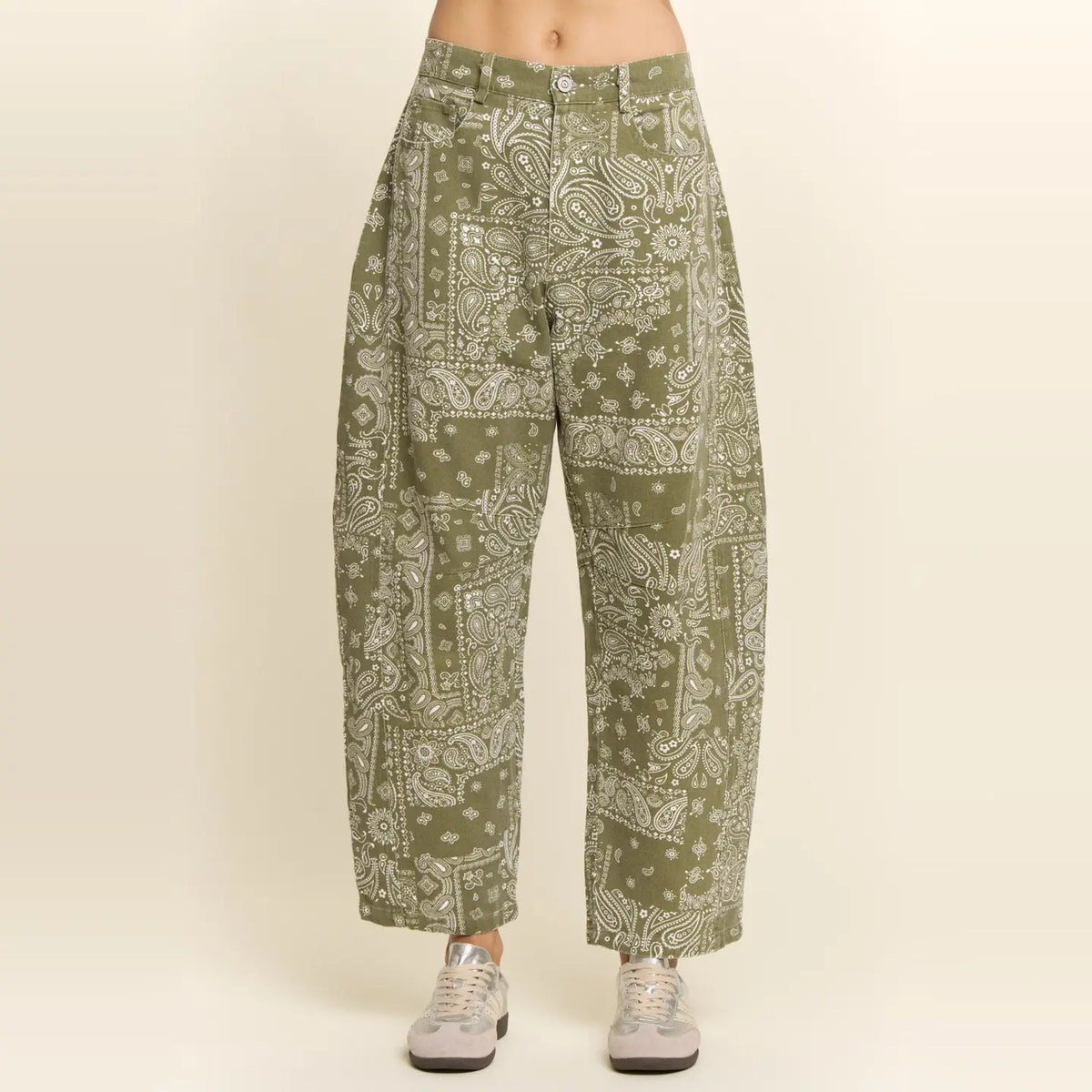 Bandana Print HIgh-Rise Barrel Pants