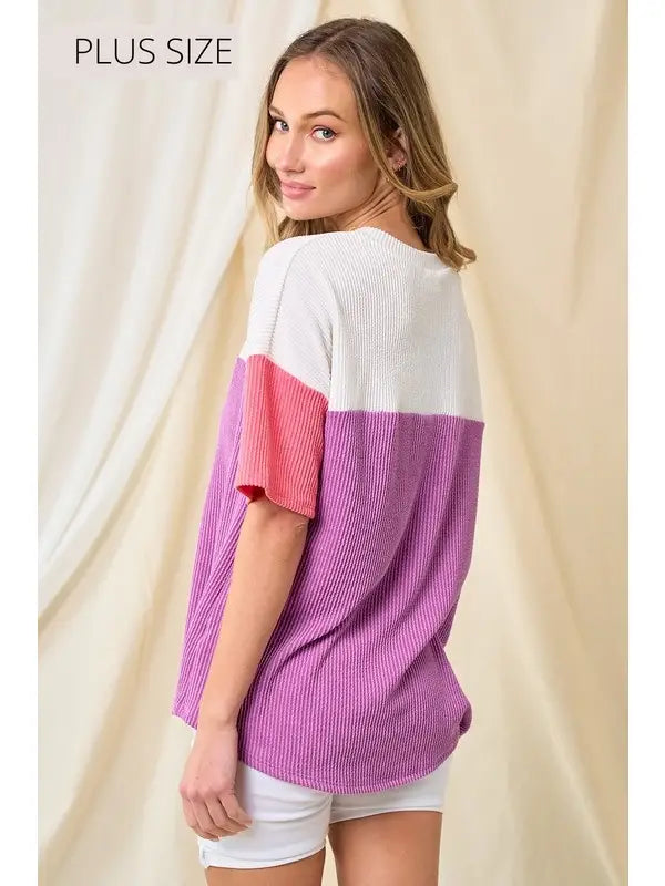 Calling Your Name Color Block Top-Curvy