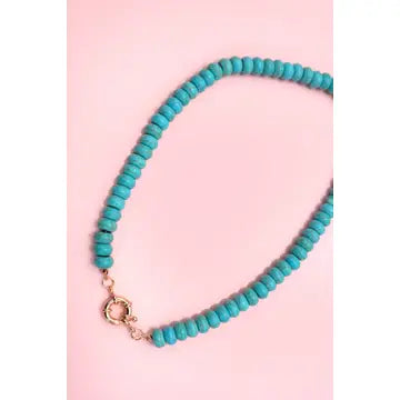 Natural Stone Charm Clasp Beaded Necklace