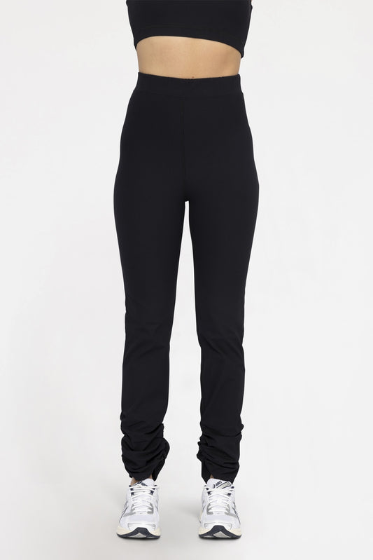 Mono B Ribbed Straight Ruched Leggings