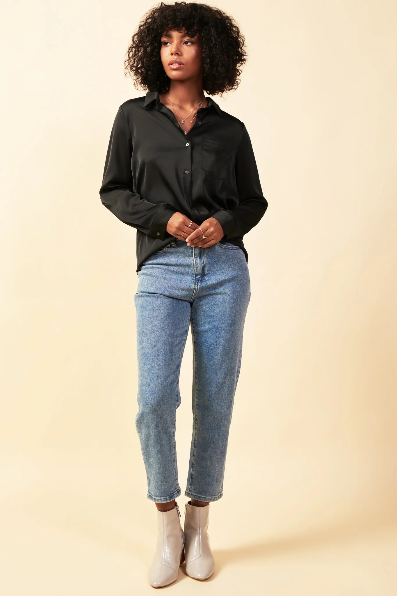 Satin Button Down Shirt