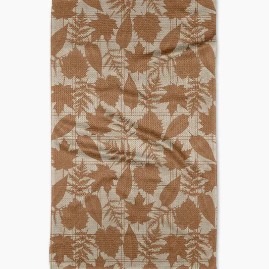 Geometry - Autumnal Leaves Gold Tea Towel