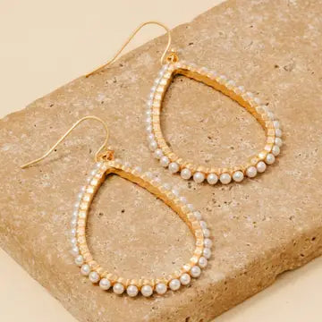 Pearl Studded Tear Dangle Earrings