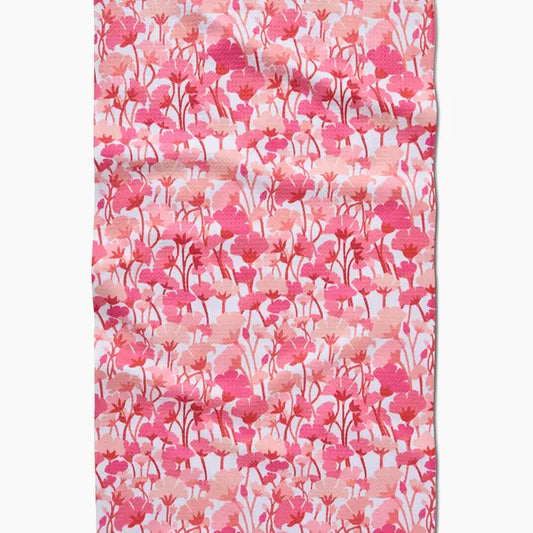 Geometry - Pink Florals Tea Towel
