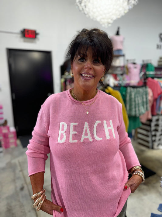 "BEACH" Long Sleeve Sweater