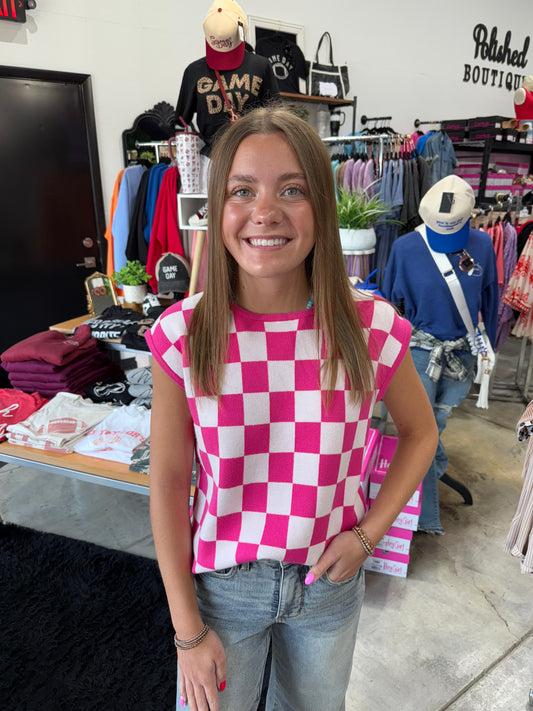 The Check Mate Short Sleeve Sweater