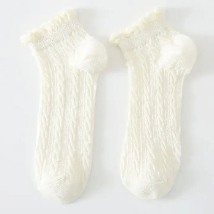 Women's Mesh Twist Ruffle Ankle Socks