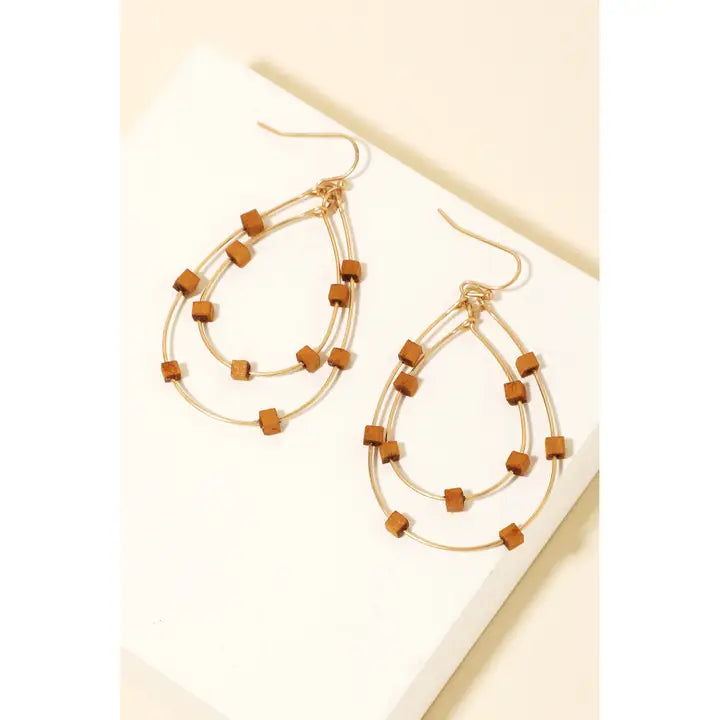 Square Beaded Dangle Earrings