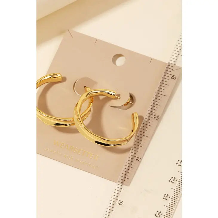 Gold Metallic Hoop Earrings