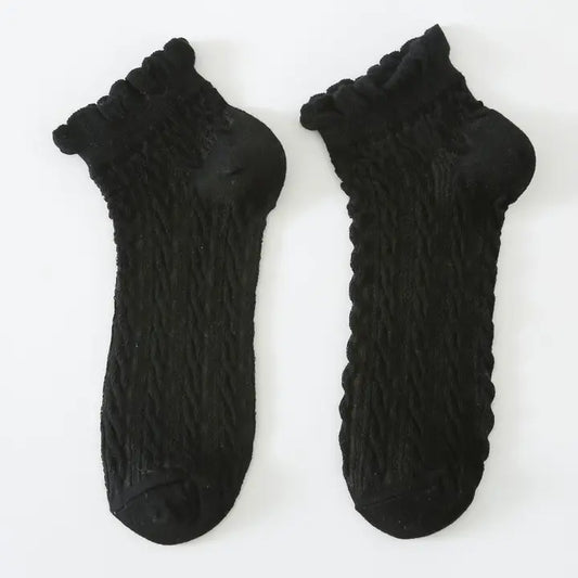 Women's Mesh Twist Ruffle Ankle Socks