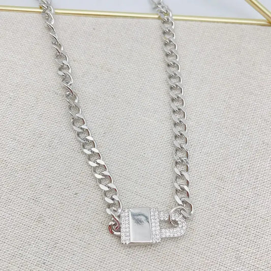 Pave Lock Chain Necklace