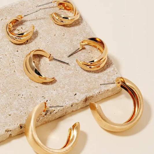 Assorted Layered 3Pc Hoop Earrings