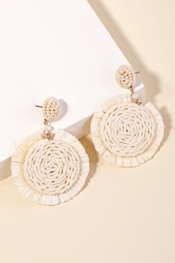 Raffia Disc Drop Earrings