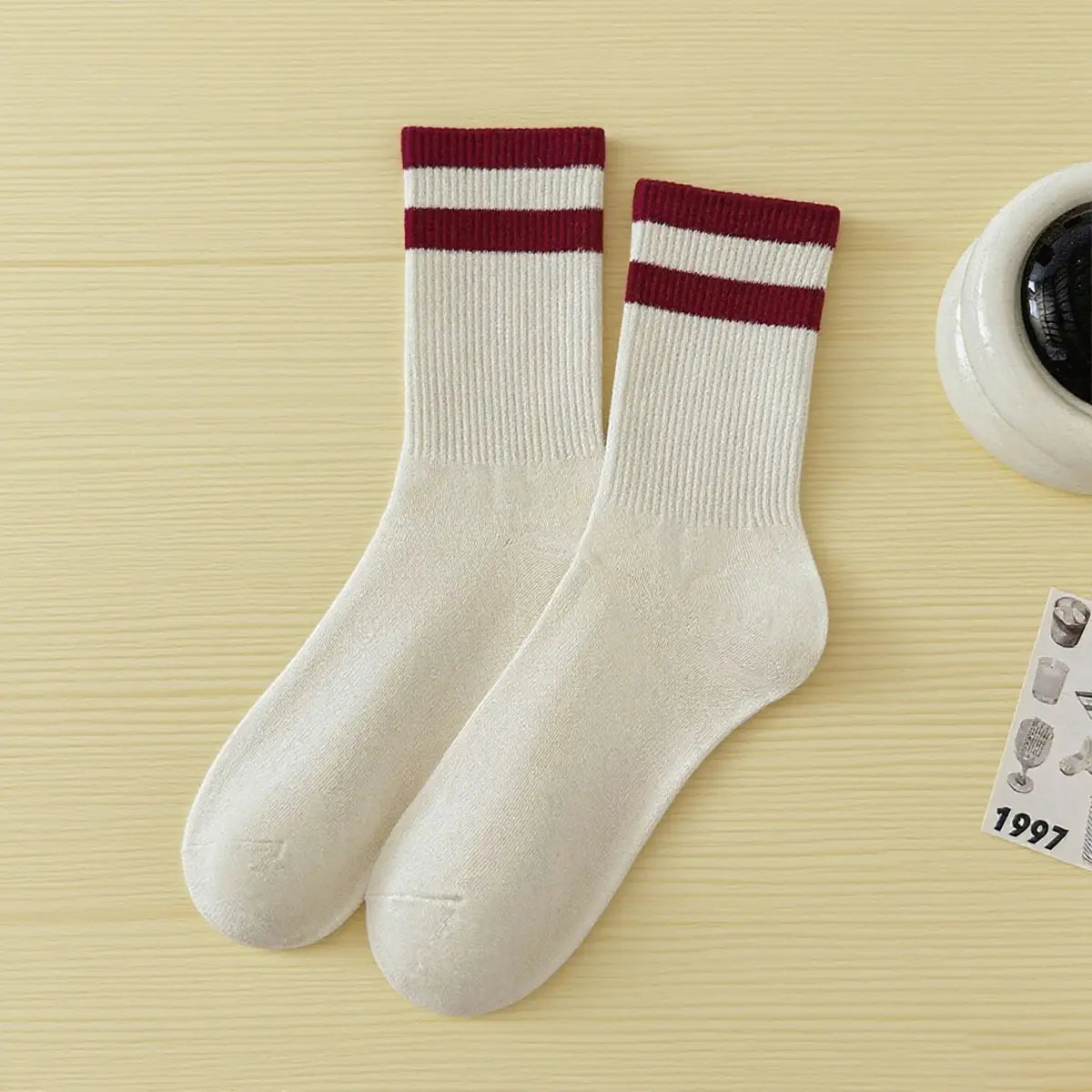 Angora Stripe Crew Socks