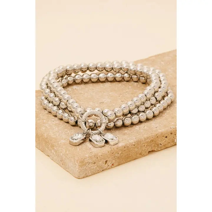 Rhinestone Charms Beaded Bracelet