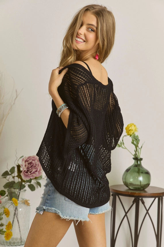Fishnet Short Sleeve Cardigan
