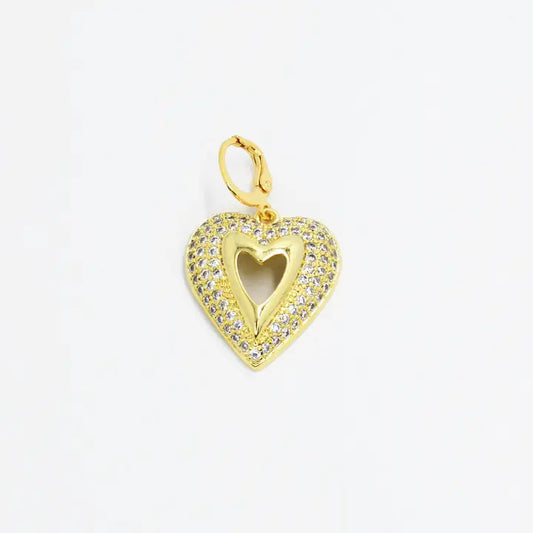 Double Halo Heart Charm