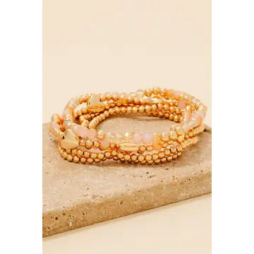 Beaded Heart Charm Bracelet