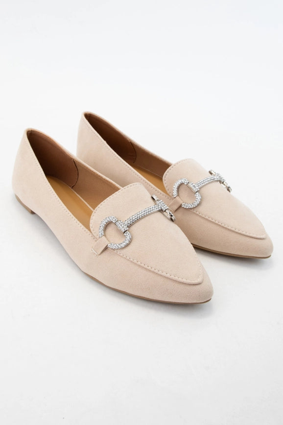 Pointed Toe Rhinestone Shimmer Flats