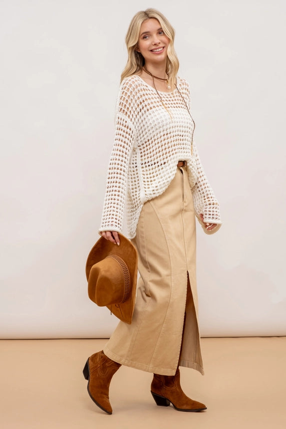 Crochet Knit Pullover Top