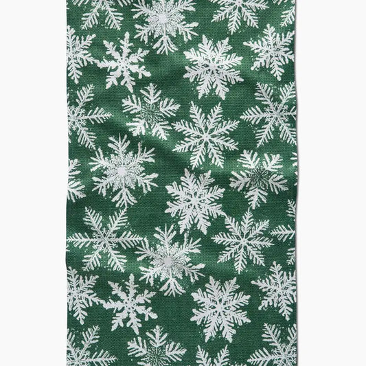 Geometry - Snowy Days Green Tea Towel