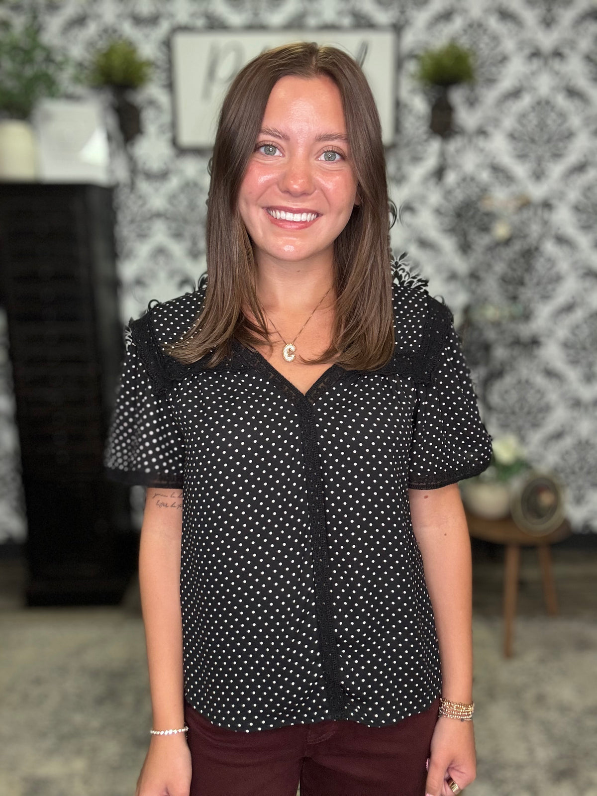 The Lace and Polka Dot Top